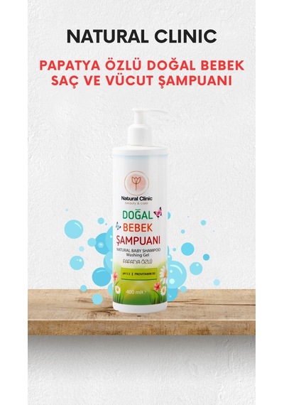 Natural Clinic Papatya Özlü Doğal Bebek Saç ve Vücut Şampuanı 400 ML