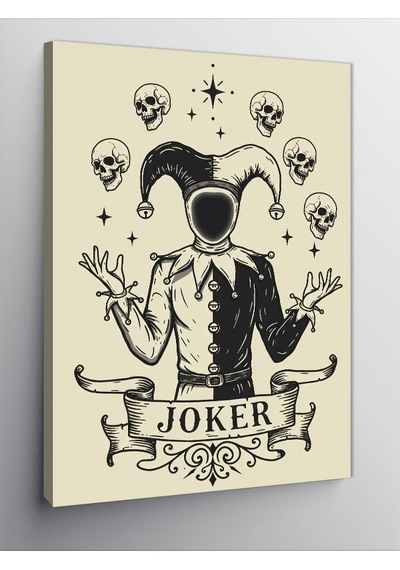 Kanvas Tablo Joker Maskesi Ve Kafatasları 50cmx70cm