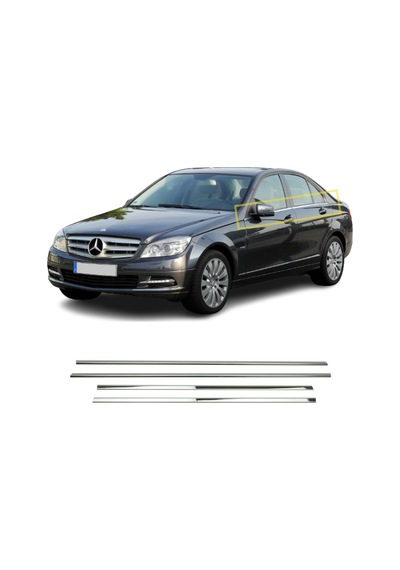 Mercedes C Class W204 Krom Cam Çıtası 4 Parça 2007-2014 Paslanmaz