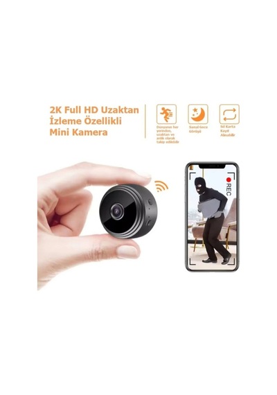 Wifi Mini Güvenlik Kamera Uzaktan İzleme - Ses - Hafıza Kart Kayıt Şarjlı Gri - 922782459