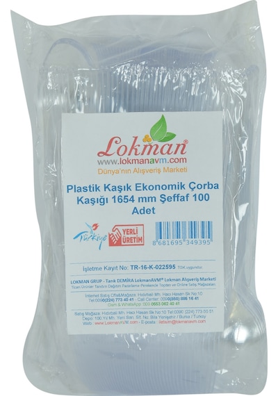 Lokman Avm Plastik Kaşık Ekonomik Çorba Kaşığı 1654 MM Şeffaf 100 Adet 1 Paket