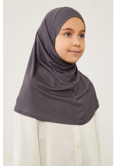 Melodi Scarf Çocuk Namaz Bonesi Eşarbı Şalı Hijabı Antrasit Antrasit