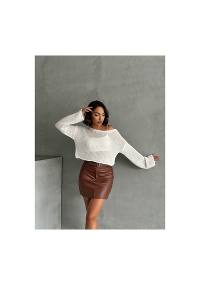 Verymoda Deri Kemerli Etek - F1840 Taba