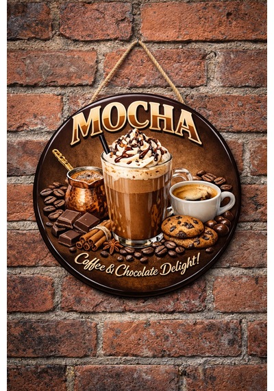 Mayeka Mocha Temalı Cafeler Kahveciler Baristalar İçin Ahşap Duvar Kapı Dekoratif Süs Tablo 12