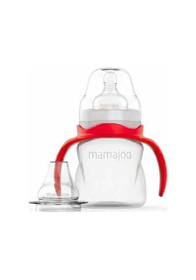 Mamajoo Kulplu Antikolik Alıştırma Biberonu 160 Ml & Ortodontik Emzik Seti | Kırmızı & Beyaz, 12 Ay +