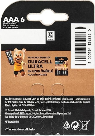 Duracell Basic İnce Aaa Kalem Pil 6'lı