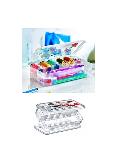 Şeffaf Plastik Bölmeli Çift Taraflı Hobi Dikiş Iğne Kutusu Düzenleyici Arduino Balıkçı Malzeme Saklama Organizer Şeffaf