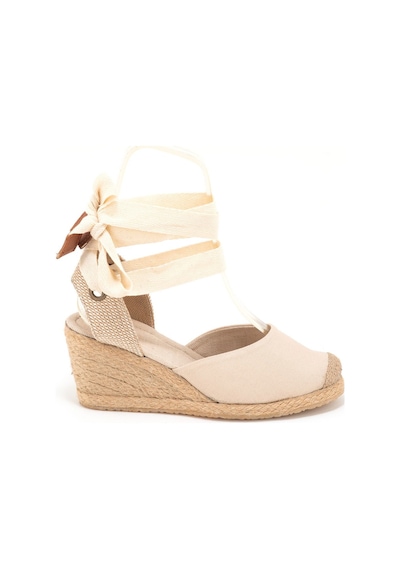 Star Tombis Gerçek Elişi Ipli Espadril Dolgu Topuk Keten Espadril Handmade Bej