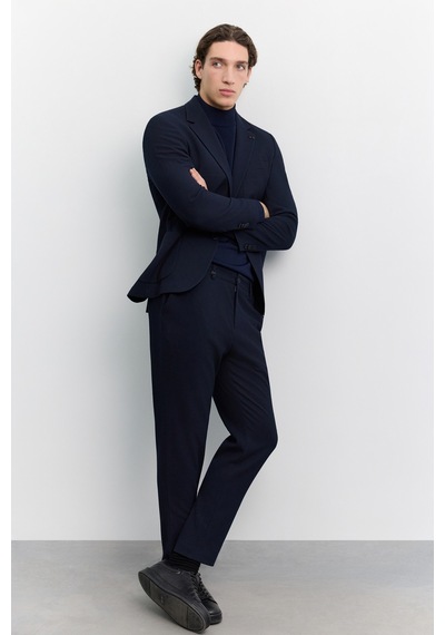 Avva Erkek Lacivert Yan Cepli Gofre Beli Lastikli Slim Fit Lastikli Pantolon A62y3203