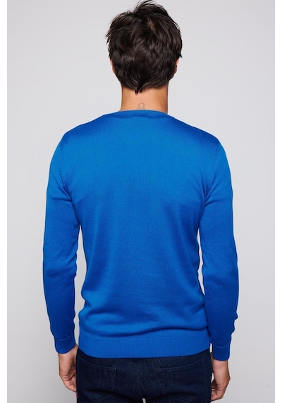 Tudors Erkek Slim Fit Bisiklet Yaka Mavi Kazak-28967-mavi Mavi