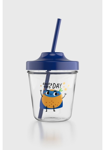 Renga Aura Enjoy This Day Desenli 350 Ml Tritan Pipetli Çocuk Bardak 142022 Mavi Mavi