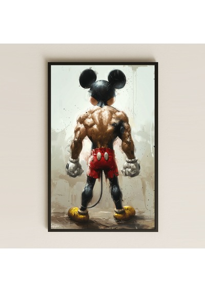 Kaslı Mickey Mouse Tasarımlı Şeffaf Pleksi Tablo