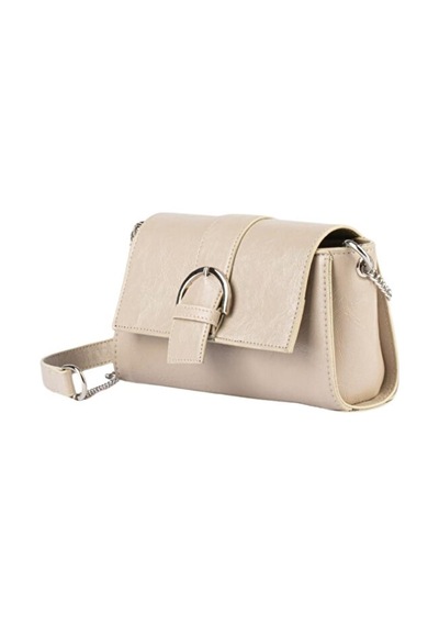 Lovelystore Kadın Deri Görünümlü Toka Detaylı Zincirli Omuz Çantası 23x13 Krem