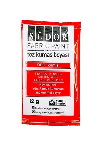 Kumaş Boyası Toz 12 Gr 1 Adet Südor Toz Kumaş Boyası Kot Pantalon Gömlek Tişört Tekstil Kumaş Boyası 1 Adet Kırmızı