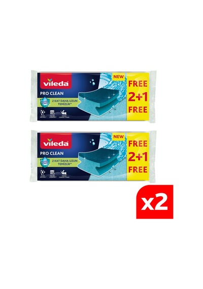 Vileda 2 Paket 3lü Pro Clean Düz Bulaşık Süngeri Vld0000000461