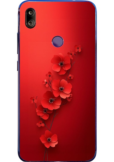 Redmi Note 7 Uyumlu Kırmızı Kardelenler Baskılı Silikon Kılıf Renkli