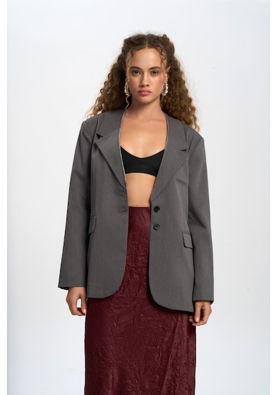 Mai Studios Co. Volda Yaka Detay Antrasit Blazer Antrasit