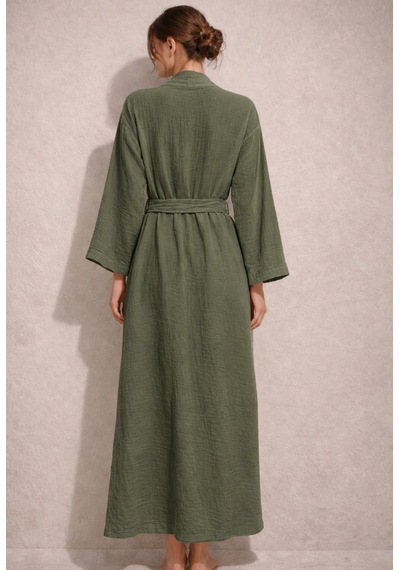 Estewomanfashion Müslin %100 Pamuk Kimono & Kaftan Haki