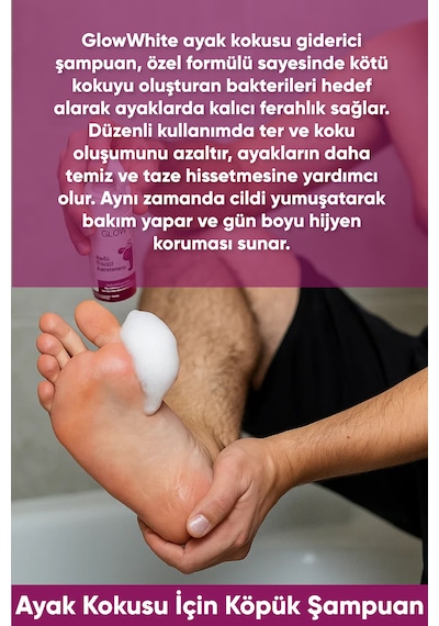Glow Whıte Ayak Koku Giderici Köpük Şampuan Doğal Çay Ağacı Ve Nane Yağı Özlü 100 Ml