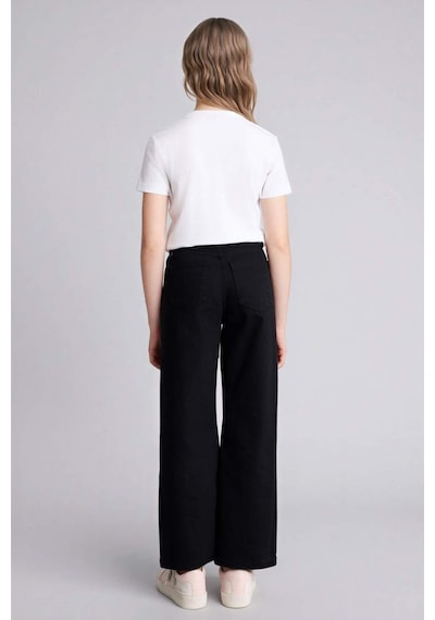 Defacto 90s Wıde Leg İspanyol Paça Gabardin Pantolon Kız Çocuk G0603a826spbk27 Siyah-bk27