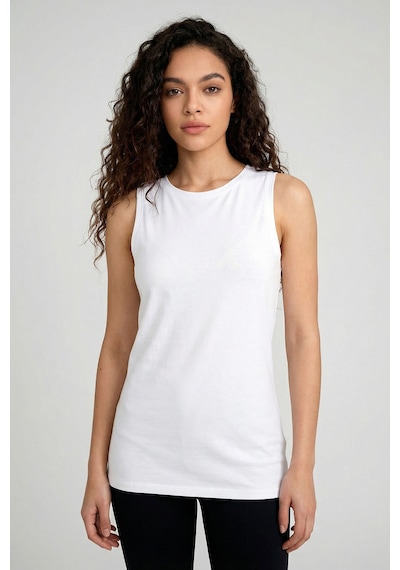 Tommy Life Beyaz Slim Fit Basic O Yaka Sıfır Kol Kadın Atlet - 97313