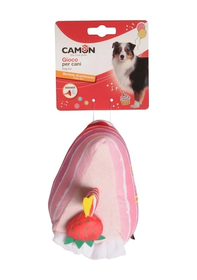 Camon Polyester Pasta Dilimi Şeklinde Gıcırtılı Eğlenceli Köpek Oyuncağı 25 Cm