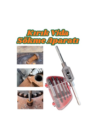 Klc 6 Parça Kırık Vida Sökme Aparatı Matkap Uyumlu Profesyonel Çıkarma Seti Ters Kılavuz Seti