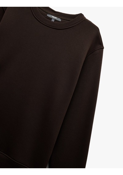 Koton Uzun Kollu Şardonlu Kumaş Detaylı Bisiklet Yaka Sweatshirt Kahverengi 6wam70070mk Kahve Koton Uzun Kollu Şardonlu Kumaş Detaylı Bisiklet Yaka Sweatshirt Kahverengi 6wam70070mk Kahve
