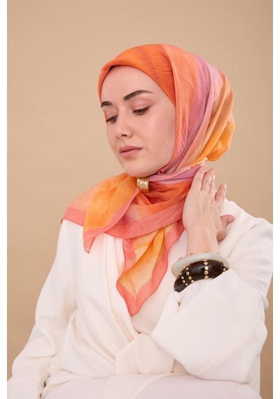 Silk Home Olinda İpek Eşarp 47005-10 Somon, Şeftali, Turuncu, Kırmızı, Bordo