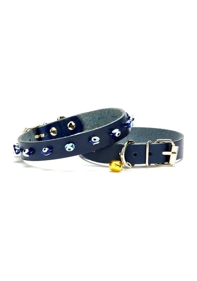Cattie Deriden Boncuklu Kedi Boyun Tasması 1.5x31 35CM-Royal Blue