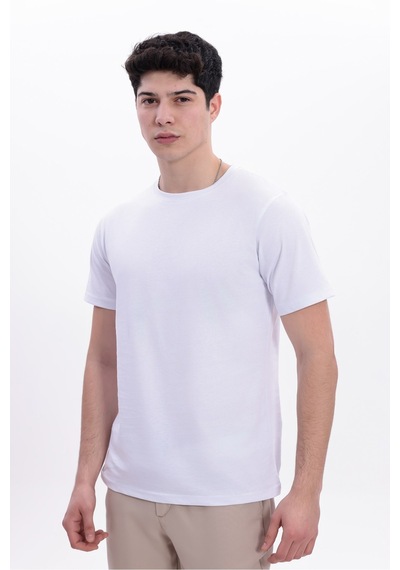 Blayn Jeans Erkek 10'lu Tişört Seti %100 Pamuk Basic Regular Fit Bisiklet Yaka Düz Renk Günlük T-shirt Beyaz