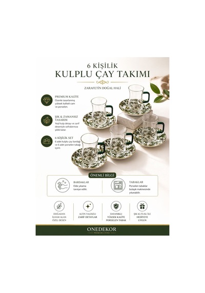 6 Kişilik Willow Çay Bardağı Seti-5872 Yeşil