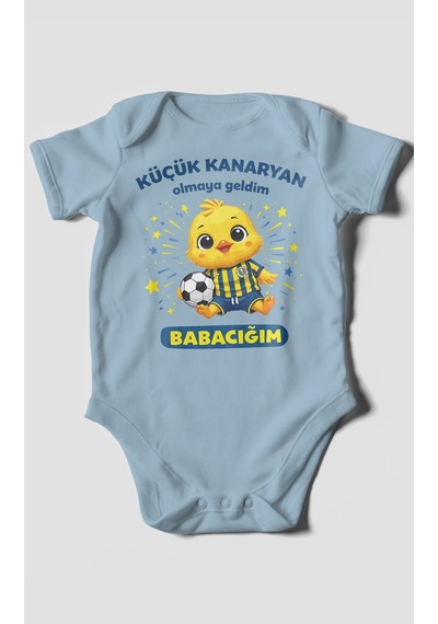 Morivokids Küçük Kanaryan Olmaya Geldim Babacığım Kısa Kollu Bebek Body %100 Pamuk Bebe Mavisi