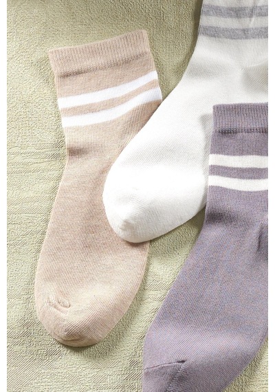 3 Çift Unisex Çizgili Uzun Çorap Extra Soft Unisex Pamuklu Soket Çorap Çok Renkli