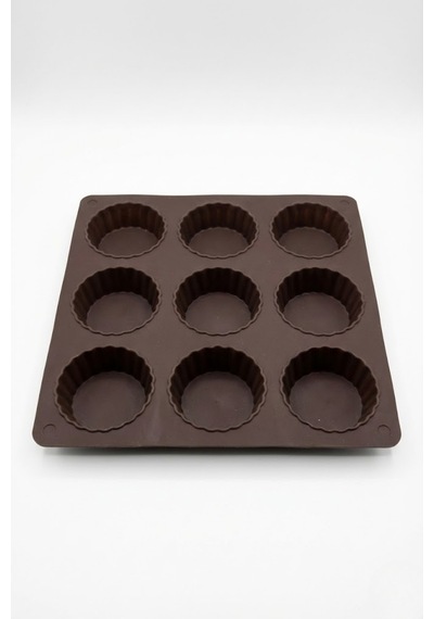 Silikon Tartolet Kek Kalıbı 9 Gözlü 24,5 X 24,5 Cm Mini Tart & Tatlı Kalıbı Silikon Gri Diğer