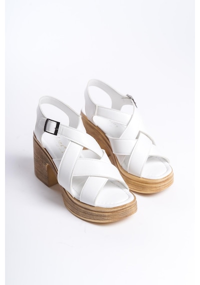 Preshley Kadın Diego Beyaz Ortopedik İç Taban 8 Cm Platform Topuk Sandalet-beyaz Beyaz