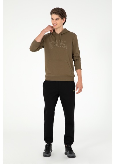 U.S. Polo Assn. Erkek Regular Fit Kapüşonlu Haki Basic Sweatshirt 50295175-VR027