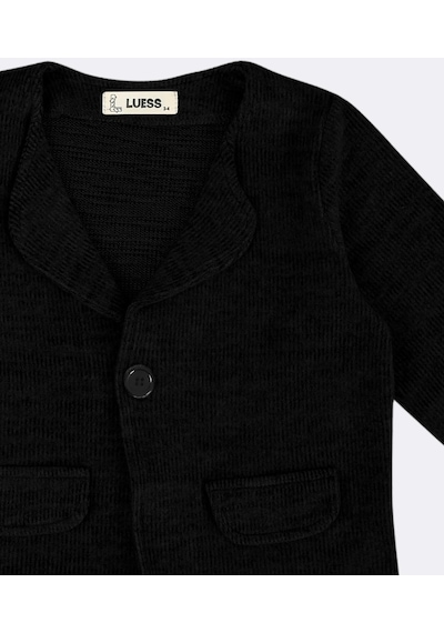 Luess Unisex Çocuk Yumuşak Dokulu Cep Detaylı Ceket-siyah Siyah