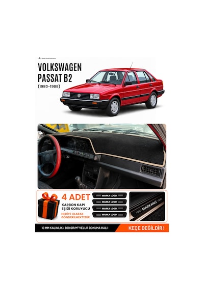 Volkswagen Passat B2 1980-1988 Uyumlu Torpido Örtüsü, Torpido Kılıfı - Siyah Bej