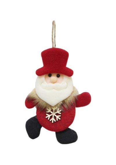 Yılbaşı Ağaç Süsü Noel Baba Figürlü Asılabilir Keçe Dekoratif Süs 16 Cm
