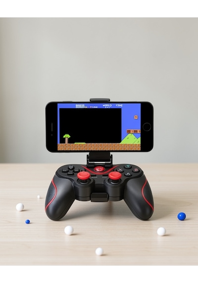 Joystik Telefon Gamepad Bluetooth Android Uyumlu Telefon Tutuculu
