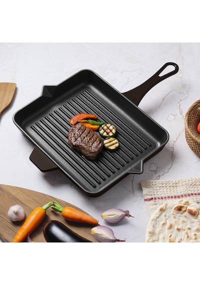 Aryıldız Duo Cast Grill Tava Kahverengi 26x32 Cm Renkli