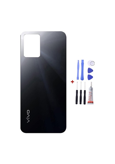 Vivo Y33s Siyah Arka Cam Kapak Pil Kapağı Tamir Set B7000 Set Siyah