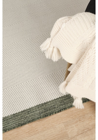 Sisalux 3090 Krem Yeşil Yuvarlak Sisal Dokuma Jüt Kilim Hav Toz Vermez Mutfak Oturma Odası Halısı Krem - Yeşil