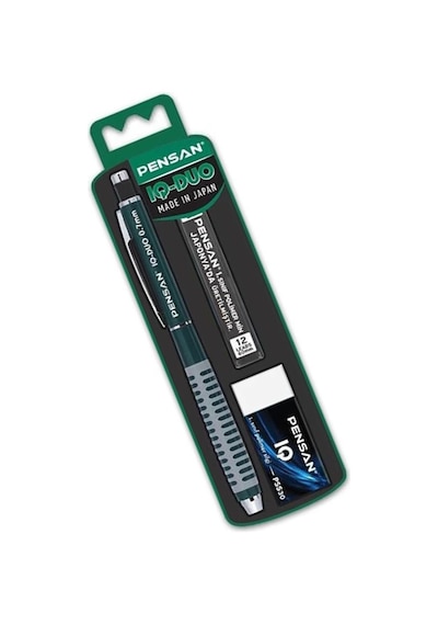 Iq-duo 0.7 Uçlu Kalem Seti 1 Paket Pensan Iq Duo Versatil Kalem Seti Silgi Ve Uç Hediyeli Metal Mekanizmalı Yeşil