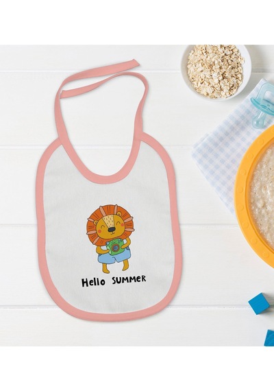 Bk Kids Hello Summer Tasarımlı Pembe Bebek Mama Önlüğü Pembe