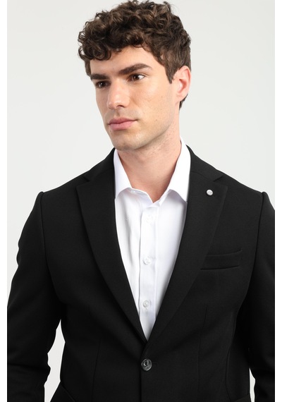 Dufy Erkek Slim Fit Mono Yaka Siyah Ceket-25970