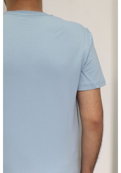 Santa Dmc Tekstil Erkek Düz Spor Kesim Normal Kalıp Bisiklet Yaka T-shirt Mavi