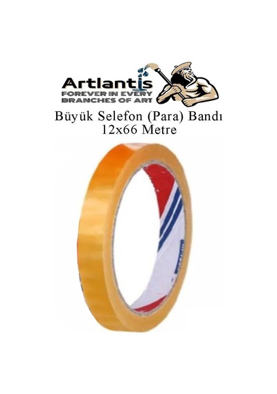 12x66 Metre Selefon Bant 1 Adet Büro Bandı Büyük Bant Makinelerine Uyumlu Şeffaf Para Bandı Artlantis Kırtasiye Bandı 1 Adet