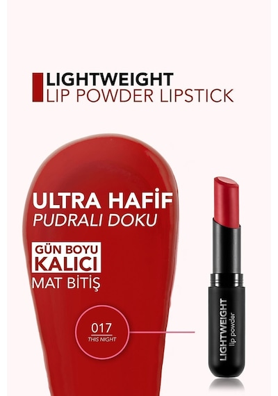 Flormar Lightweight Lip Powder Kurutmayan Mat Stick Ruj 017 This Night